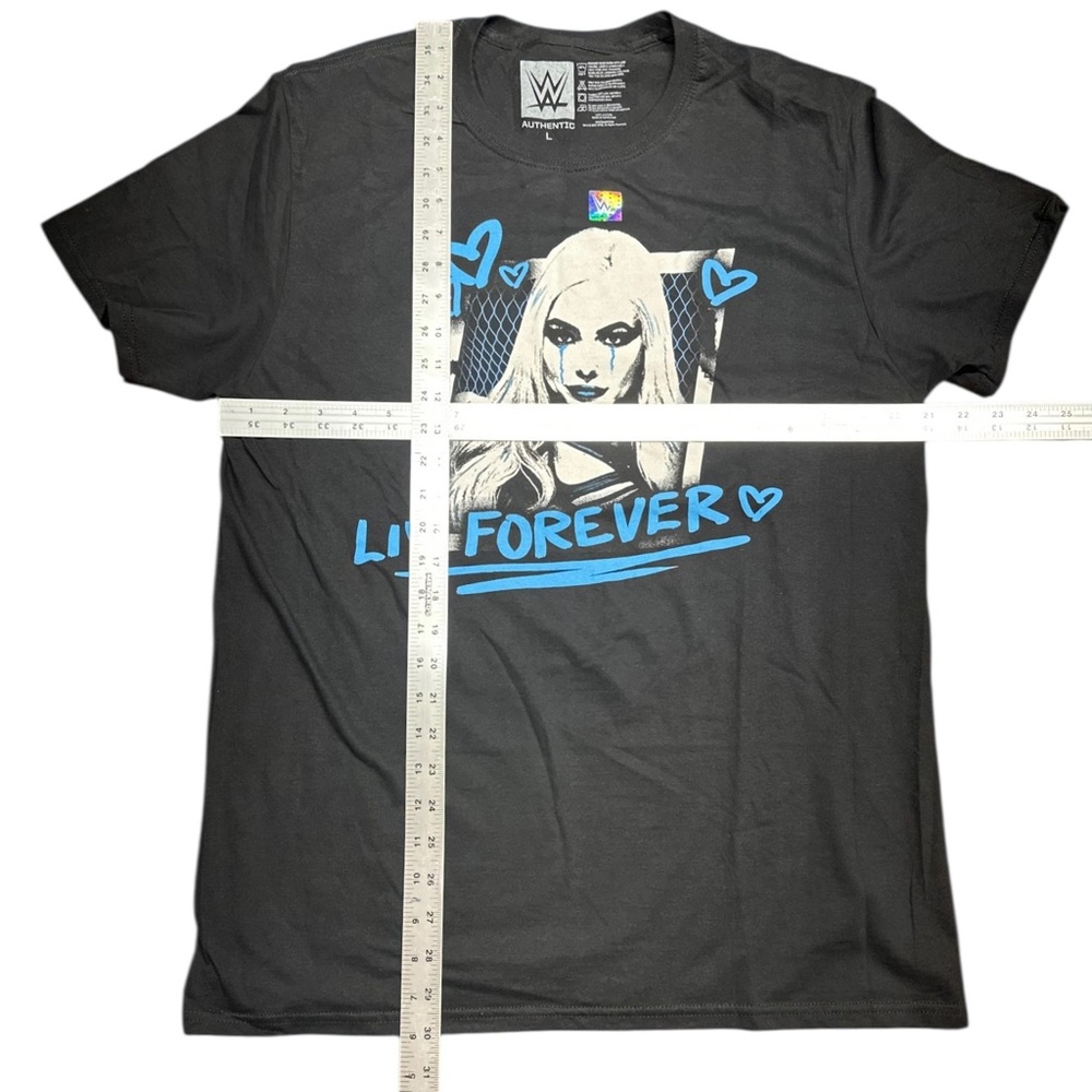 NEW | Men's WWE Black Liv Morgan Liv Forever Crew Neck 100% Cotton T-Shirt Sz L - Picture 4 of 5